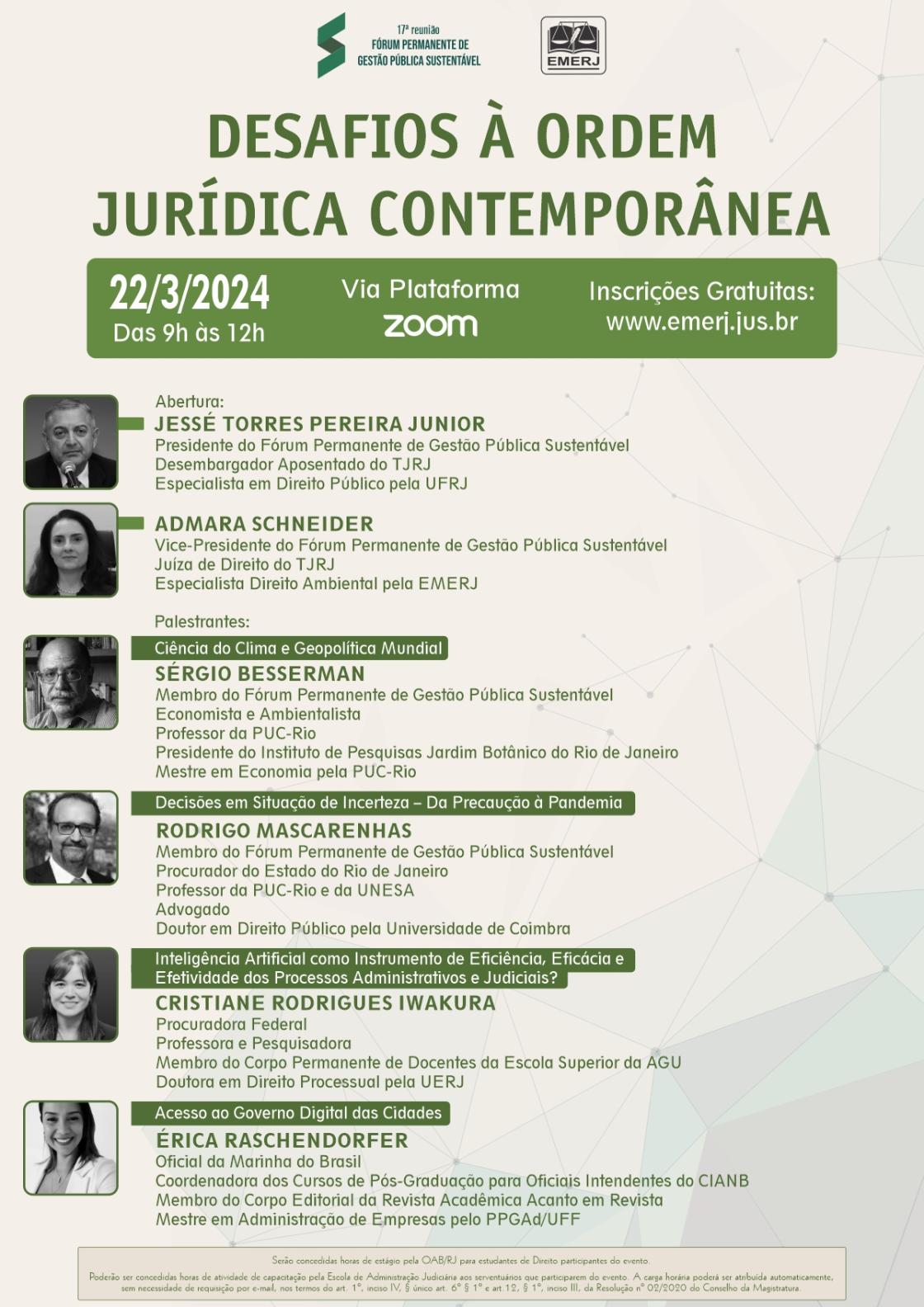Cartaz do evento: DESAFIOS À ORDEM JURÍDICA CONTEMPORÂNEA