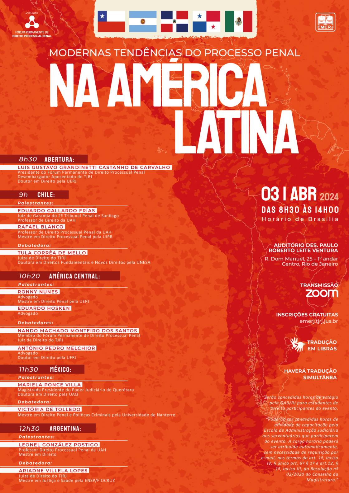Cartaz do evento: Modernas Tendências do Processo Penal na América Latina