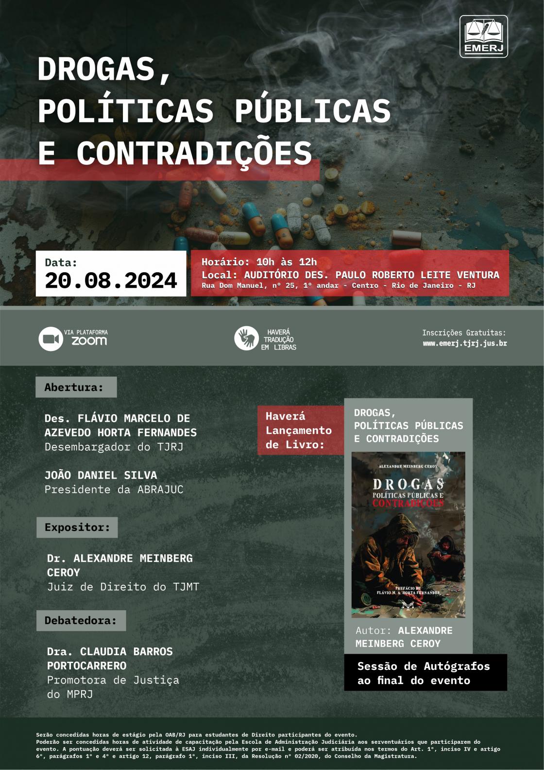 Cartaz do evento: Drogas, Políticas Públicas e Contradições