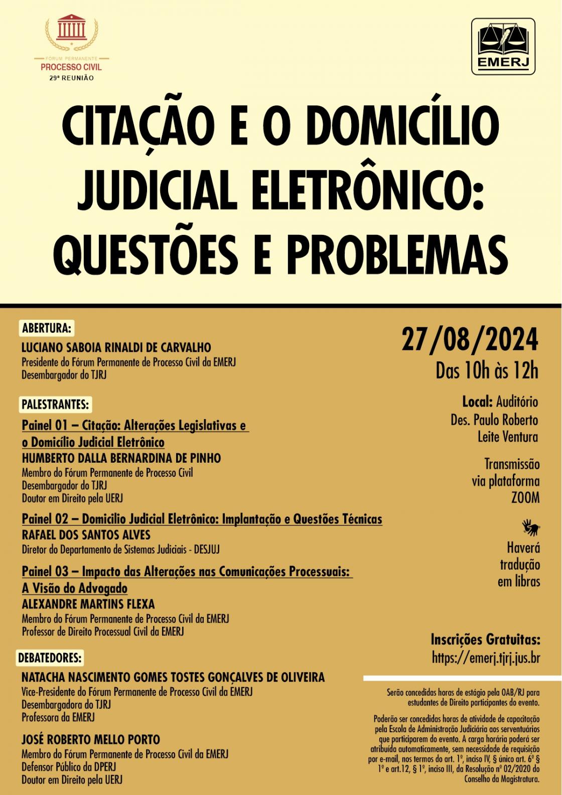 Cartaz do evento: CITAÇÃO E O DOMICÍLIO JUDICIAL ELETRÔNICO: QUESTÕES E PROBLEMAS