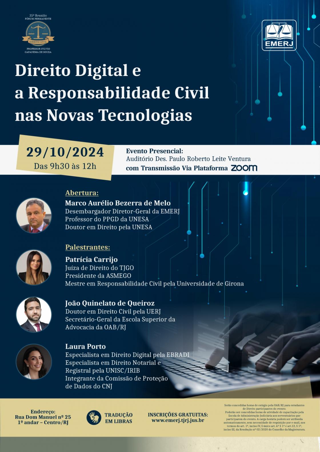 Cartaz do evento: “Direito Digital e a Responsabilidade Civil nas Novas Tecnologias“