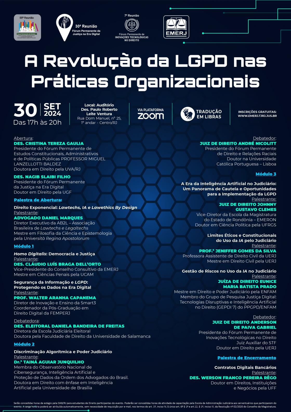 Cartaz do evento: A Revolução da LGPD nas Práticas Organizacionais