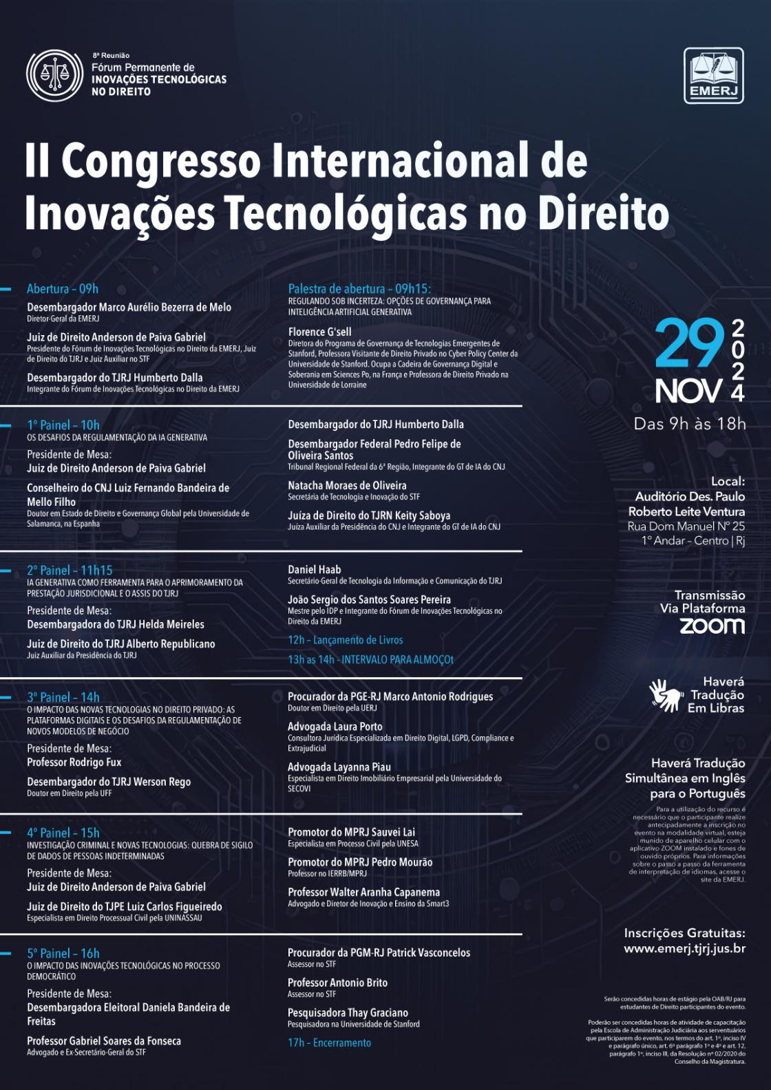 Cartaz do evento: II Congresso Internacional de Inovações Tecnológicas no Direito