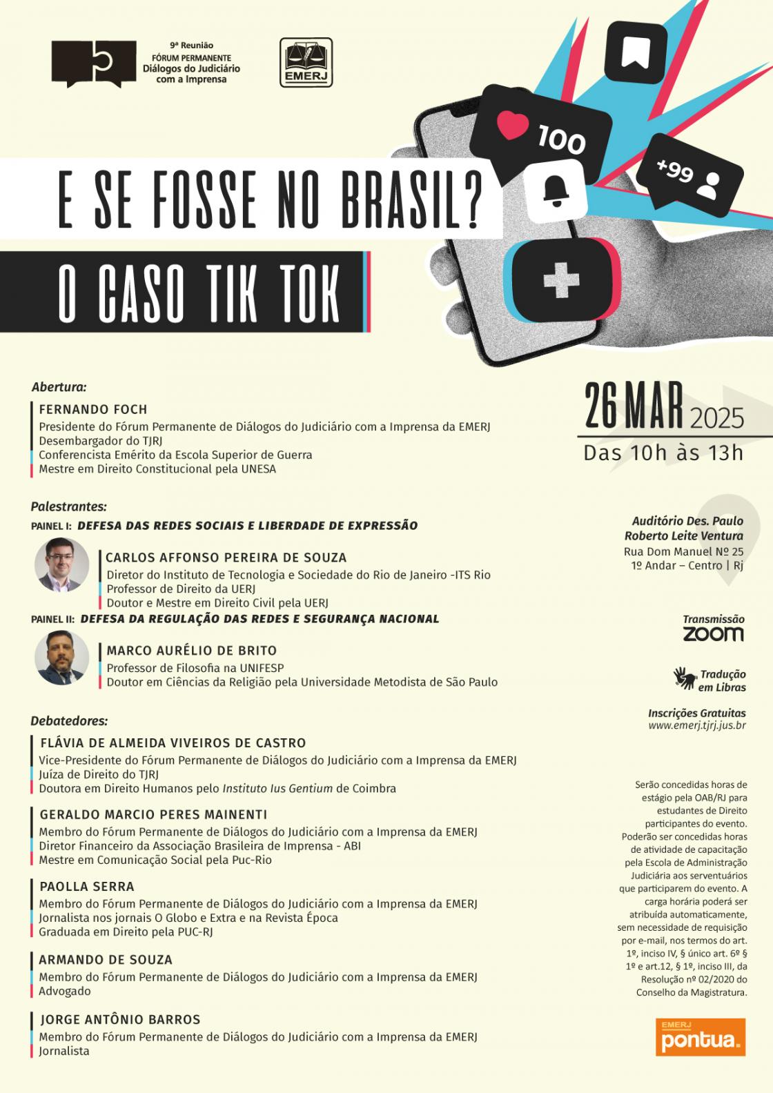 Cartaz do evento: “E SE FOSSE NO BRASIL? O Caso TIK TOK”