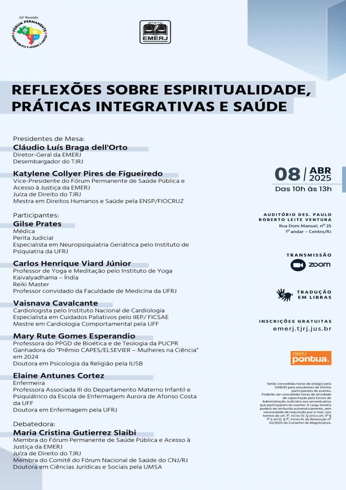 Cartaz do evento: REFLEXÕES SOBRE ESPIRITUALIDADE, PRÁTICAS INTEGRATIVAS E SAÚDE