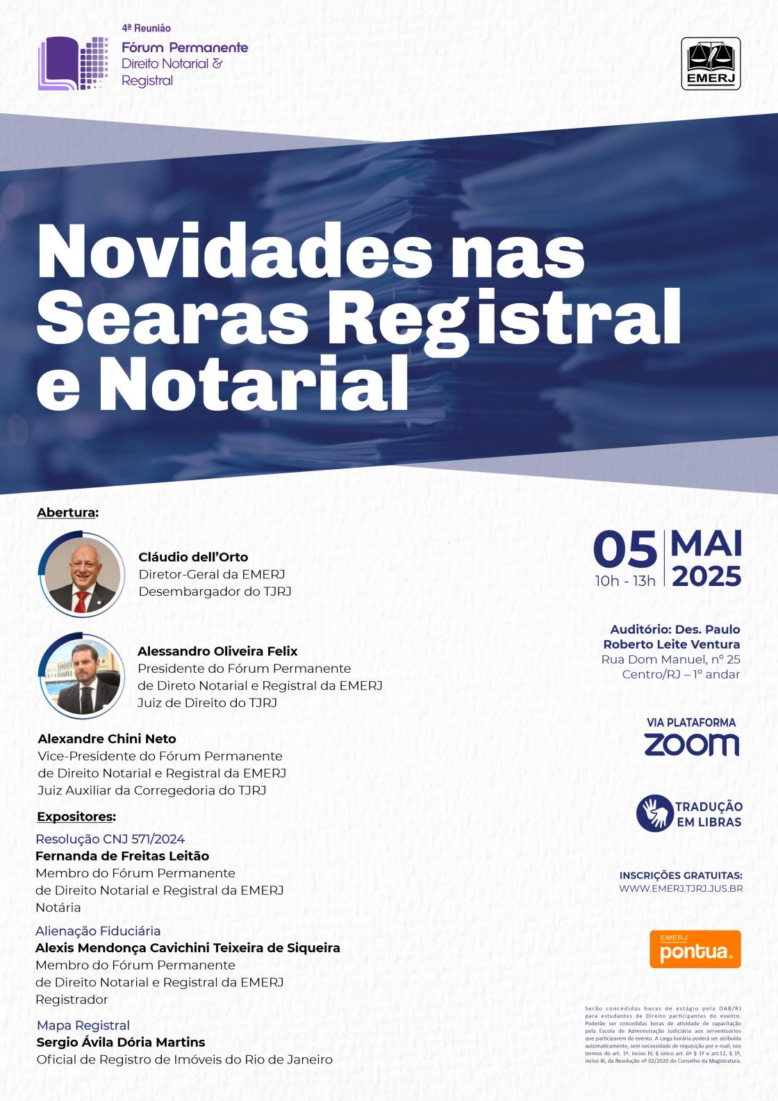 Cartaz do evento: Novidades nas Searas Registral e Notarial