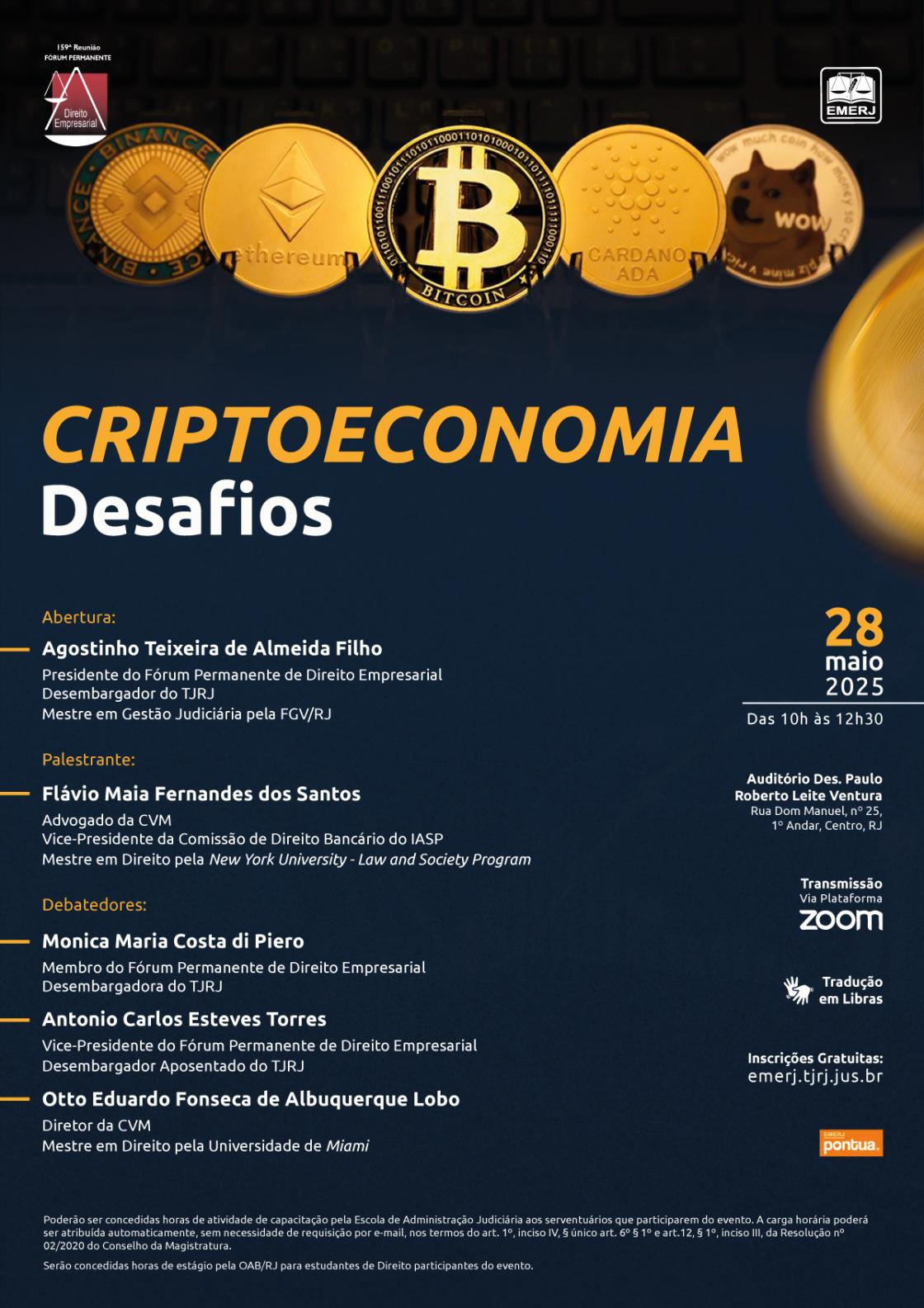 Cartaz do evento: Criptoeconomia – Desafios