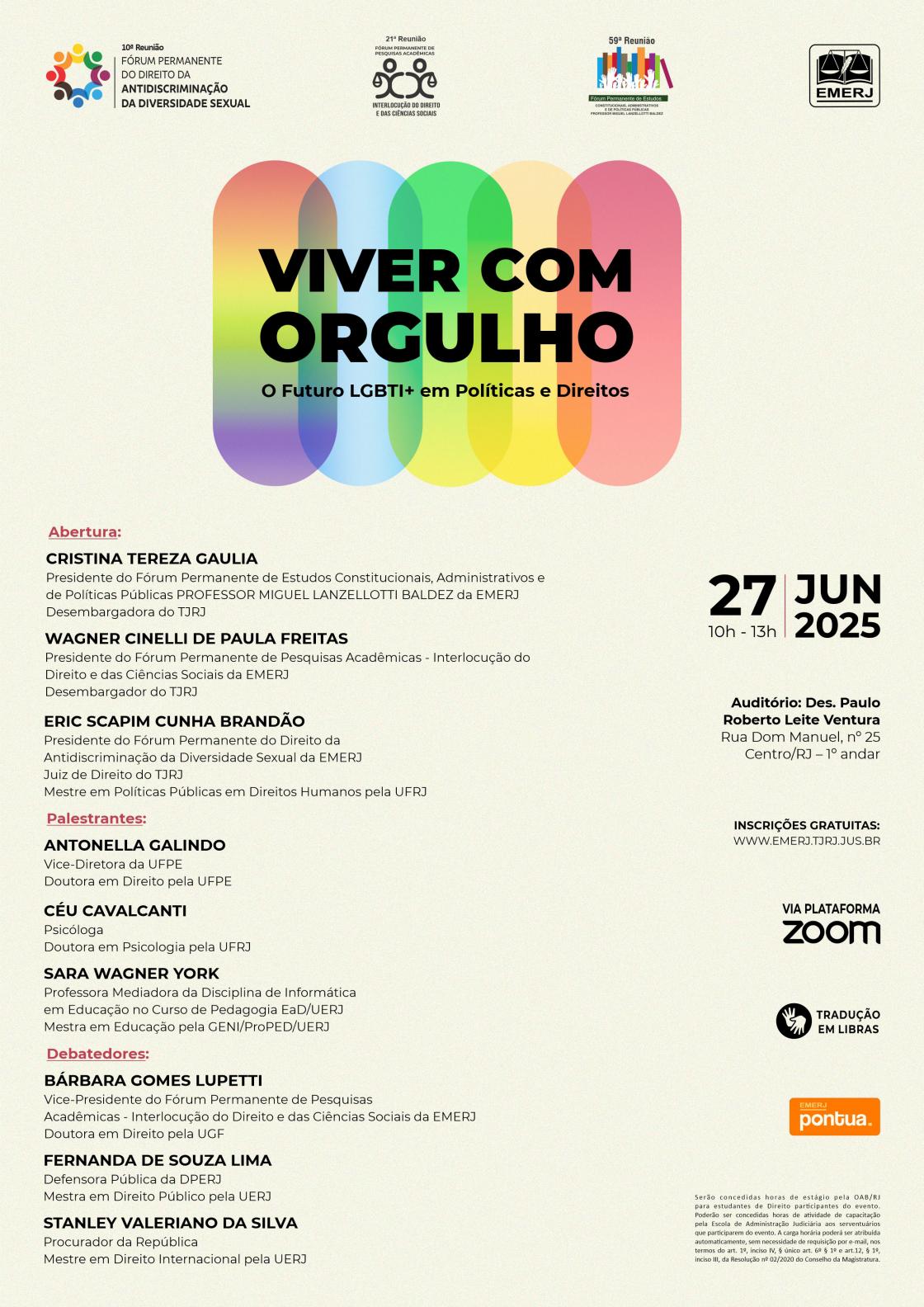 Cartaz do evento: Viver com Orgulho: O Futuro LGBTI+ em Políticas e Direitos