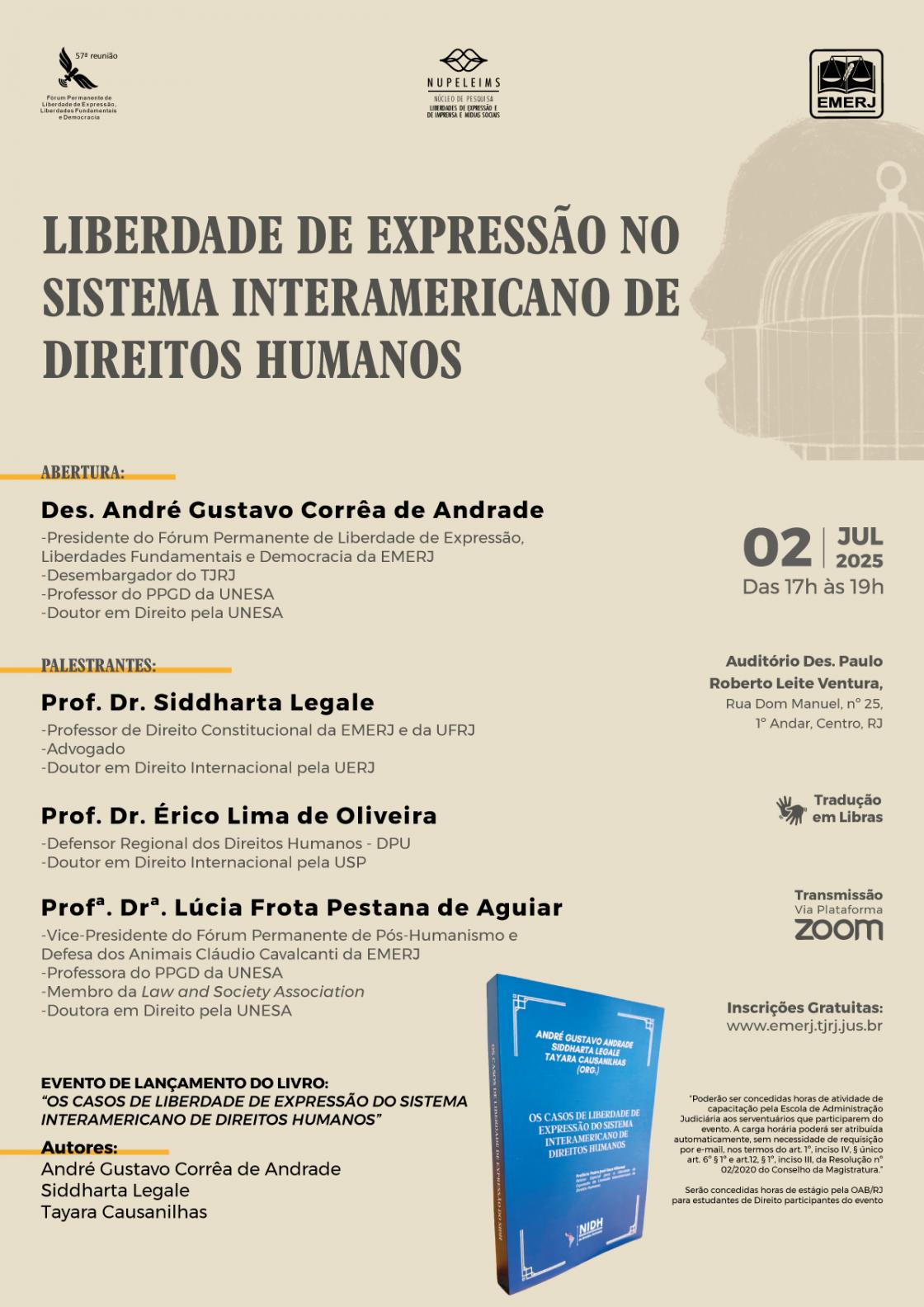 Cartaz do evento: LIBERDADE DE EXPRESSÃO NO SISTEMA INTERAMERICANO DE DIREITOS HUMANOS