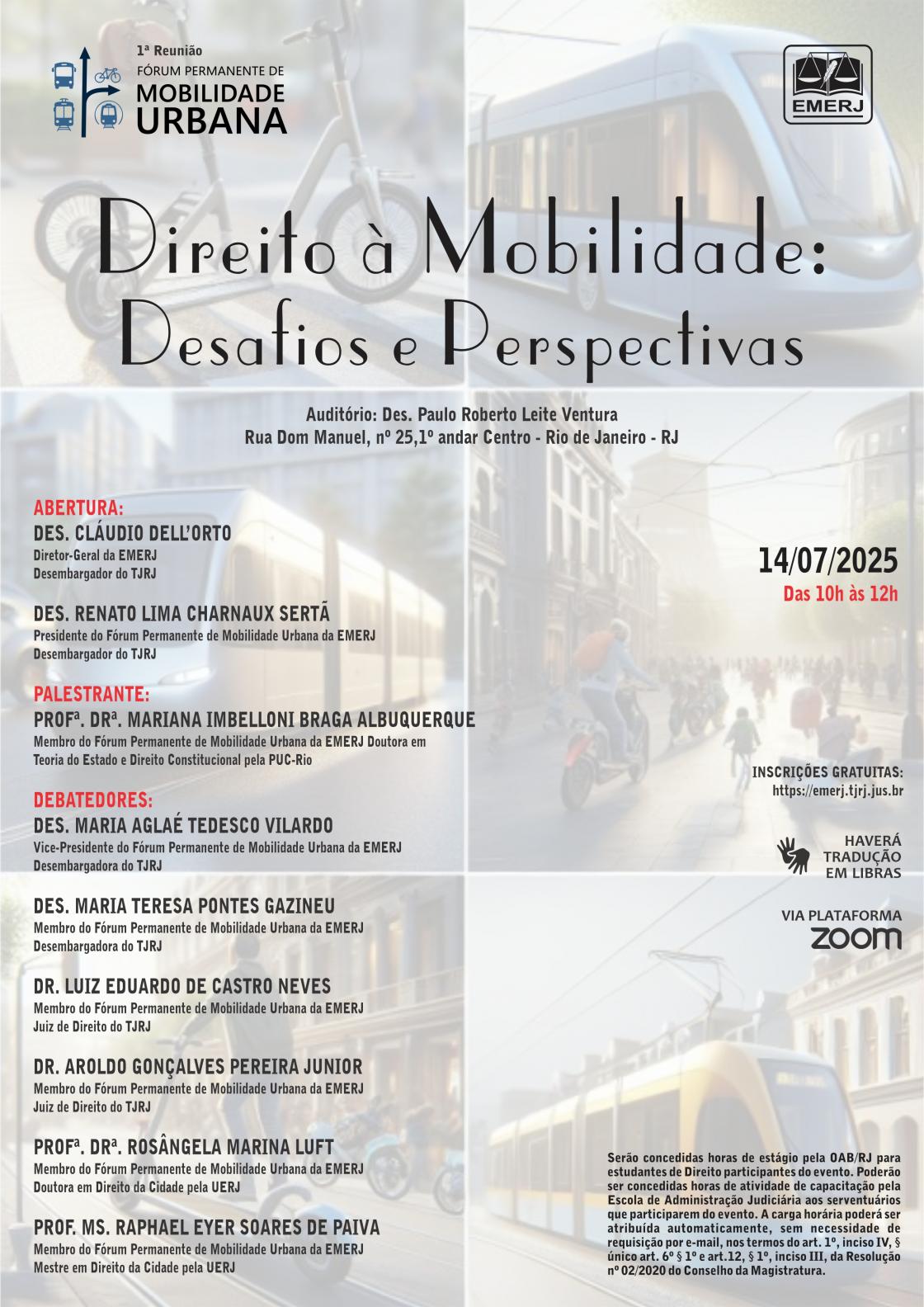 Cartaz do evento: Direito à Mobilidade: Desafios e Perspectivas