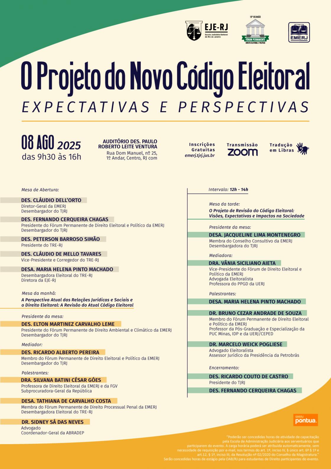 Cartaz do evento: “O Projeto do Novo Código Eleitoral – Expectativas e Perspectivas”
