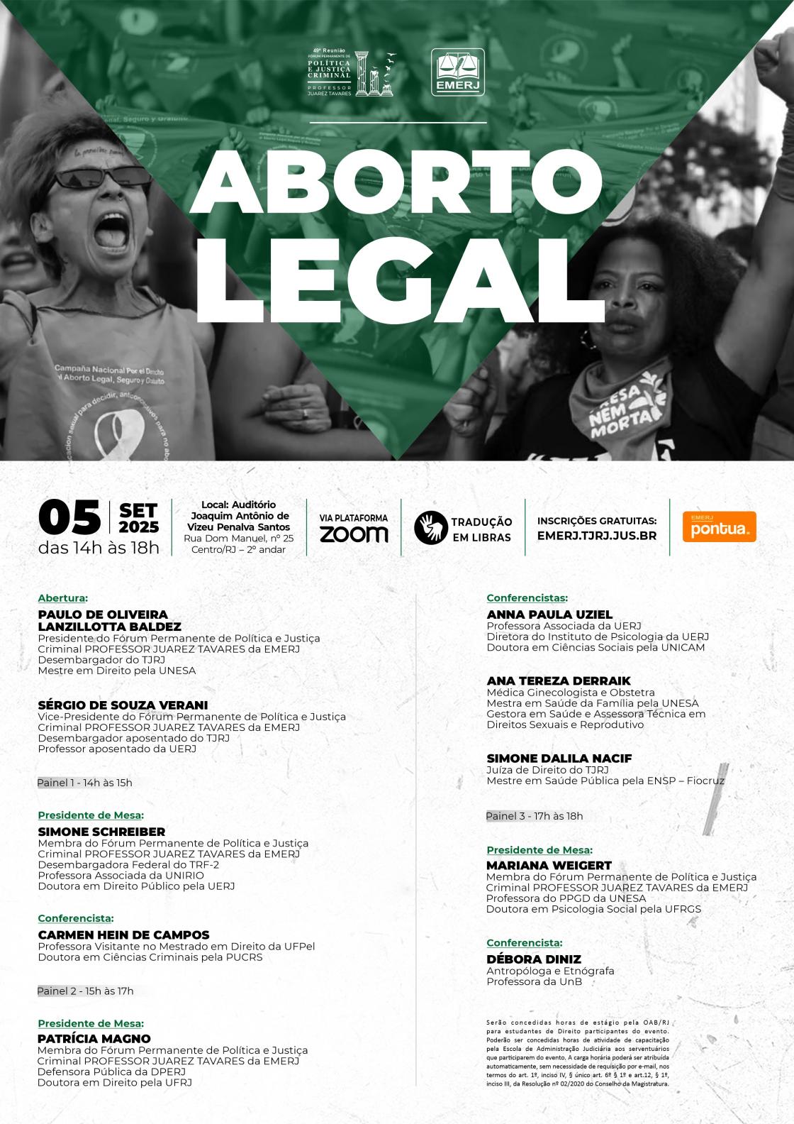 Cartaz do evento: ABORTO LEGAL