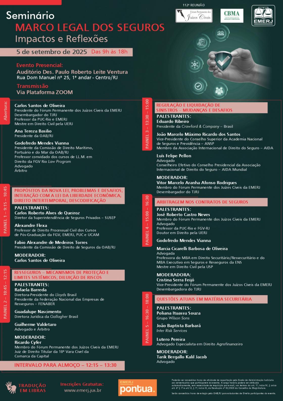 Cartaz do evento: SEMINÁRIO – MARCO LEGAL DOS SEGUROS – IMPACTOS E REFLEXÕES