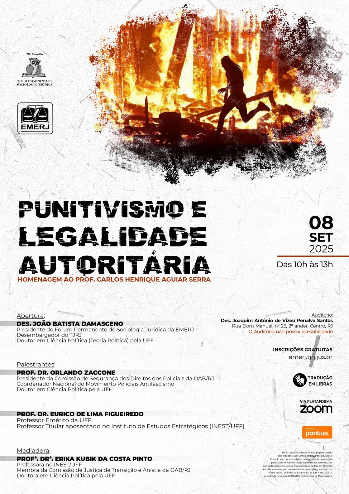 Cartaz do evento: PUNITIVISMO E LEGALIDADE AUTORITÁRIA: Homenagem ao Professor Carlos Henrique Aguiar Serra