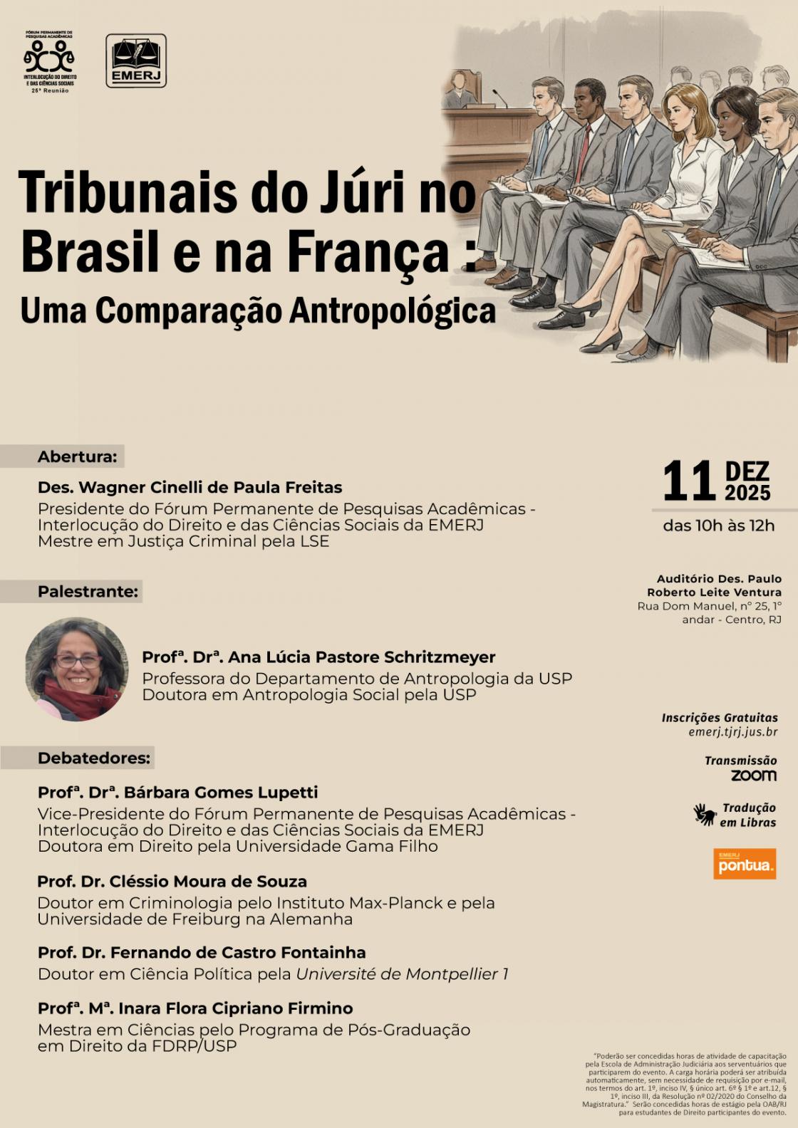 Cartaz do evento: Tribunais do Júri no Brasil e na França: Uma Comparação Antropológica
