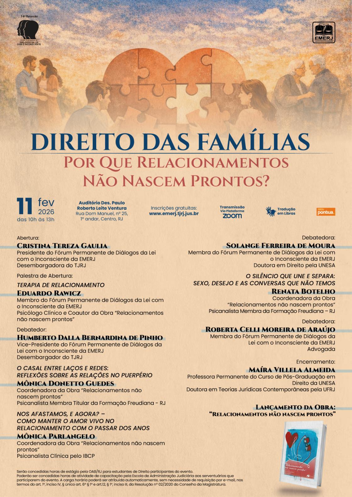 Cartaz do evento: DIREITO DAS FAMÍLIAS – POR QUE RELACIONAMENTOS NÃO NASCEM PRONTOS?