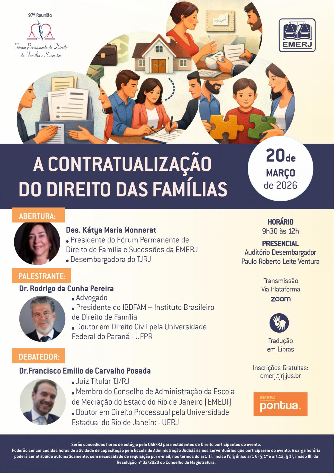 Cartaz do evento: A CONTRATUALIZAÇÃO DO DIREITO DAS FAMÍLIAS