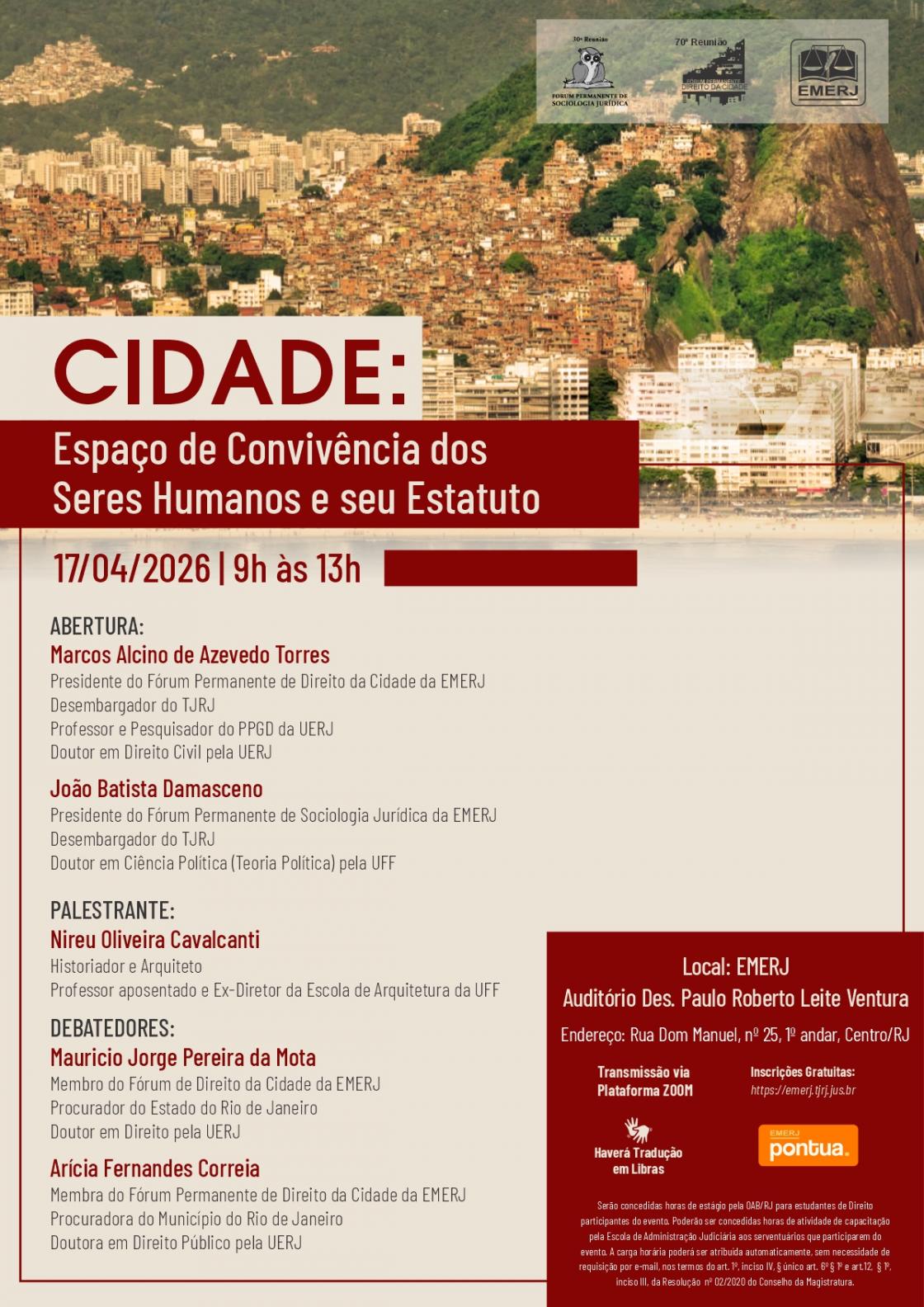 Cartaz do evento: CIDADE: Espaço de Convivência dos Seres Humanos e seu Estatuto