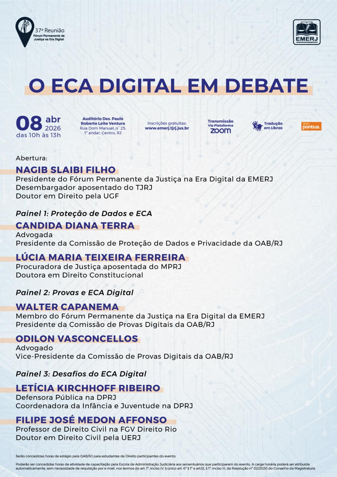 Cartaz do evento: O ECA DIGITAL EM DEBATE
