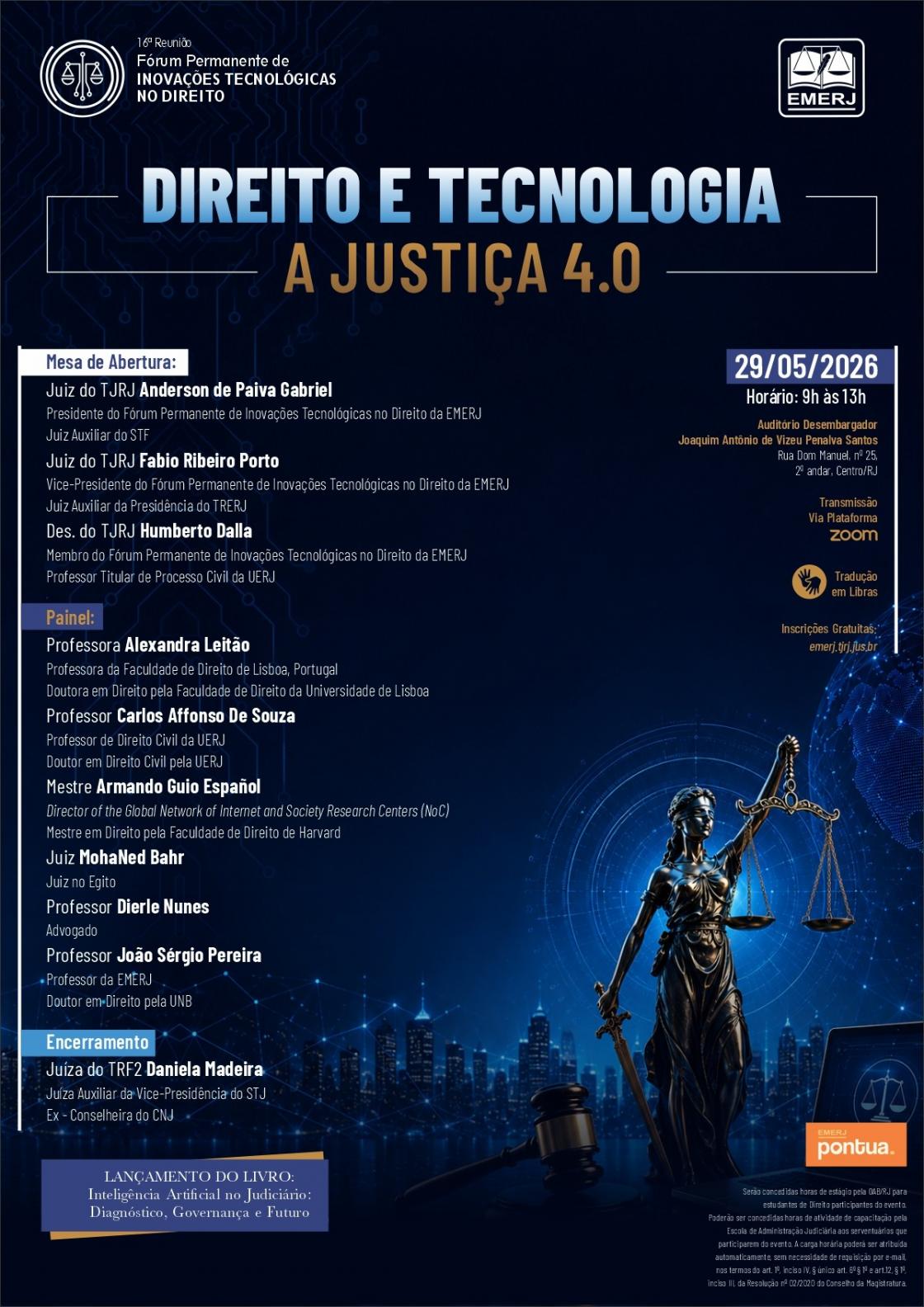 Cartaz do evento: DIREITO E TECNOLOGIA  - A JUSTIÇA 4.0