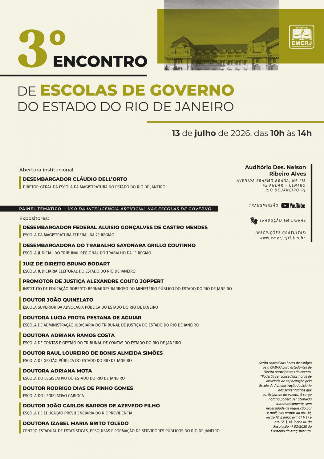 Cartaz do evento: 3º Encontro Estadual de Escolas de Governo do Estado do Rio de Janeiro