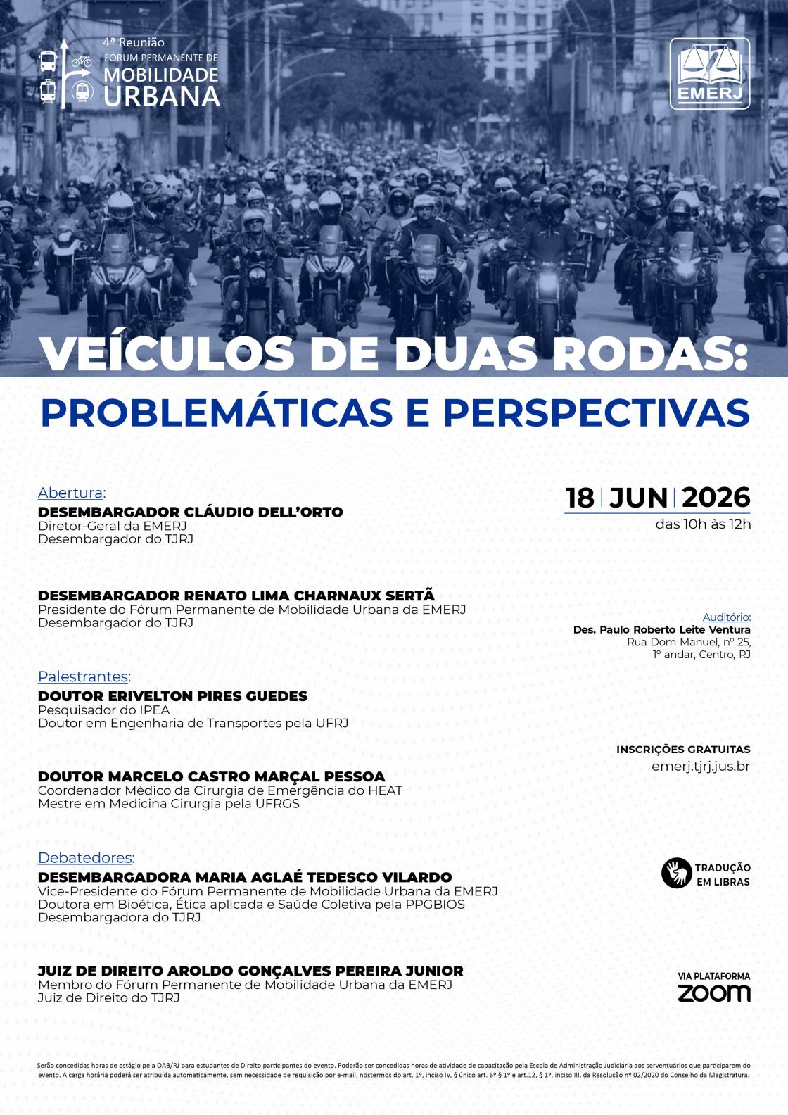 Cartaz do evento: VEÍCULOS DE DUAS RODAS: PROBLEMÁTICAS E PERSPECTIVAS