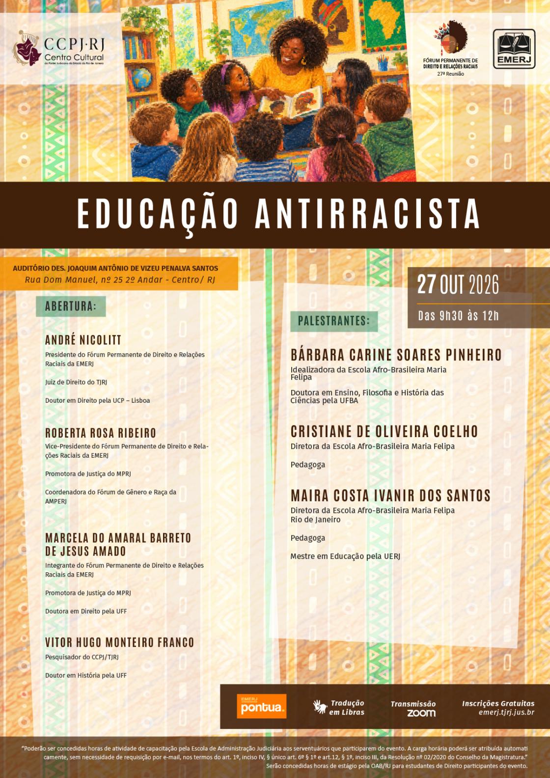 Cartaz do evento: EDUCAÇÃO ANTIRRACISTA