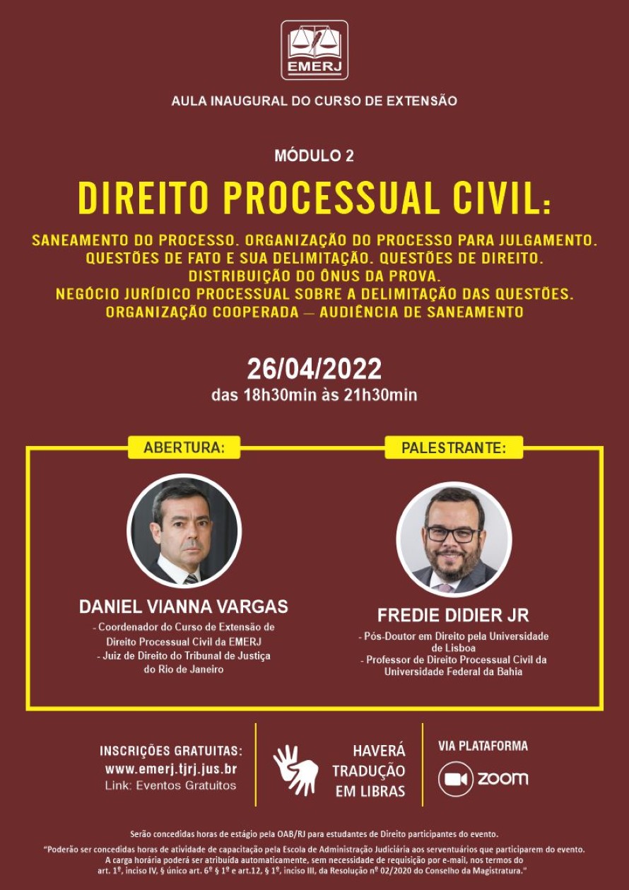 Cartaz do evento: AULA INAUGURAL DO CURSO DE EXTENSÃO