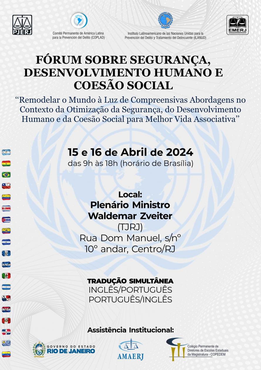 Cartaz do evento:  FÓRUM SOBRE SEGURANÇA, DESENVOLVIMENTO HUMANO E COESÃO SOCIAL