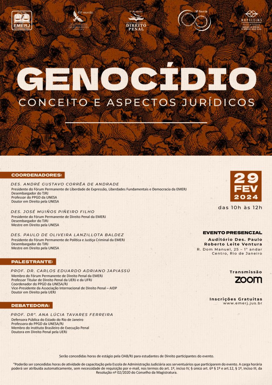 Cartaz do evento: Genocídio: Conceito e Aspectos Jurídicos