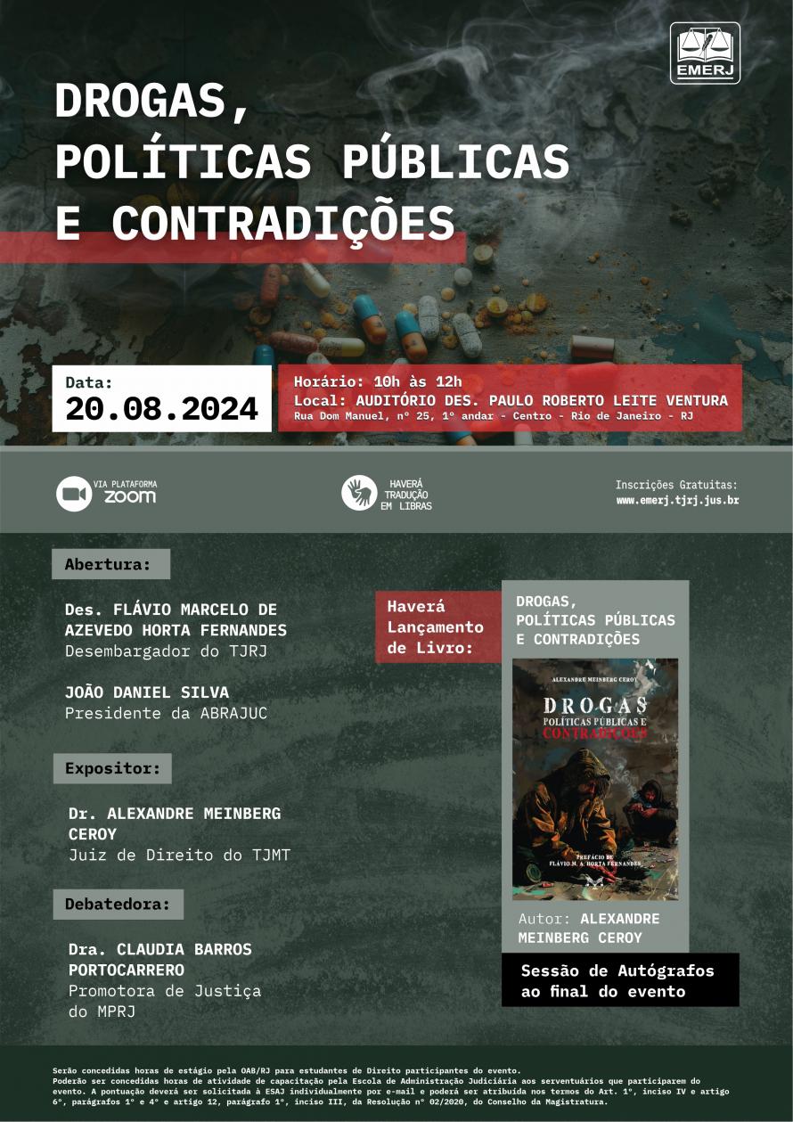 Cartaz do evento: Drogas, Políticas Públicas e Contradições