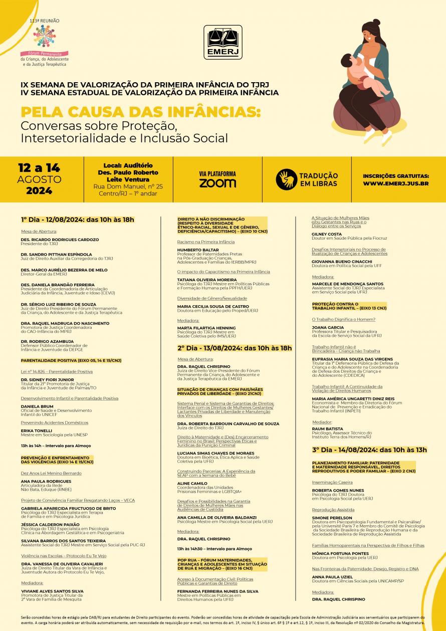 Cartaz do evento: SEMINÁRIO: PELA CAUSA DAS INFÂNCIAS: CONVERSAS SOBRE PROTEÇÃO, INTERSETORIALIDADE E INCLUSÃO SOCIAL