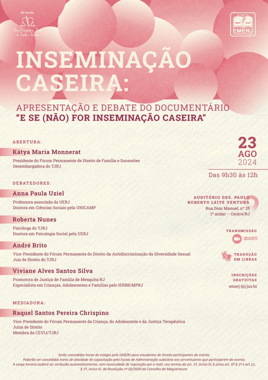 Cartaz do evento: Inseminação Caseira: Apresentação e Debate do Documentário : E se (não) for Inseminação Caseira