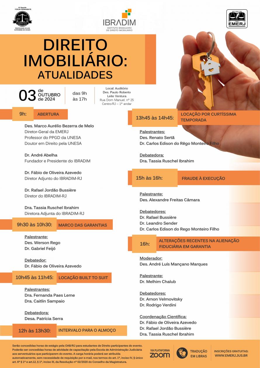 Cartaz do evento: DIREITO IMOBILIÁRIO: ATUALIDADES