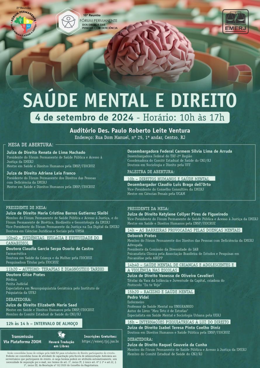 Cartaz do evento: SAÚDE MENTAL E DIREITO