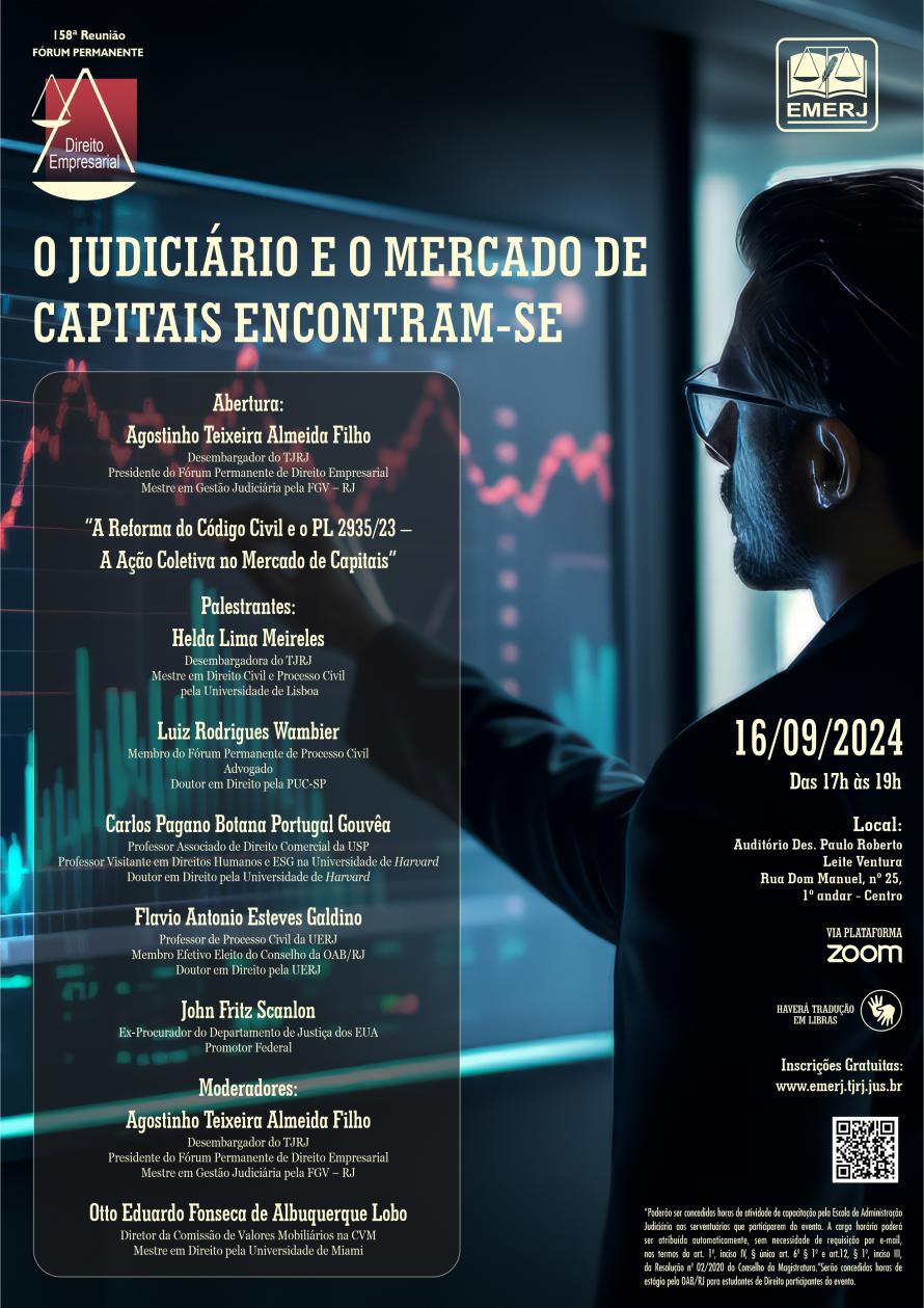 Cartaz do evento: O Judiciário e o Mercado de Capitais Encontram-se