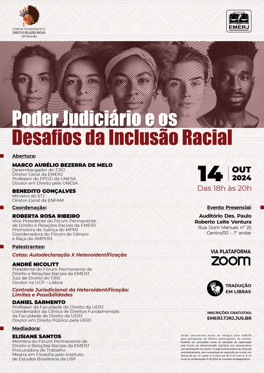 Cartaz do evento: Poder Judiciário e os Desafios da Inclusão Racial