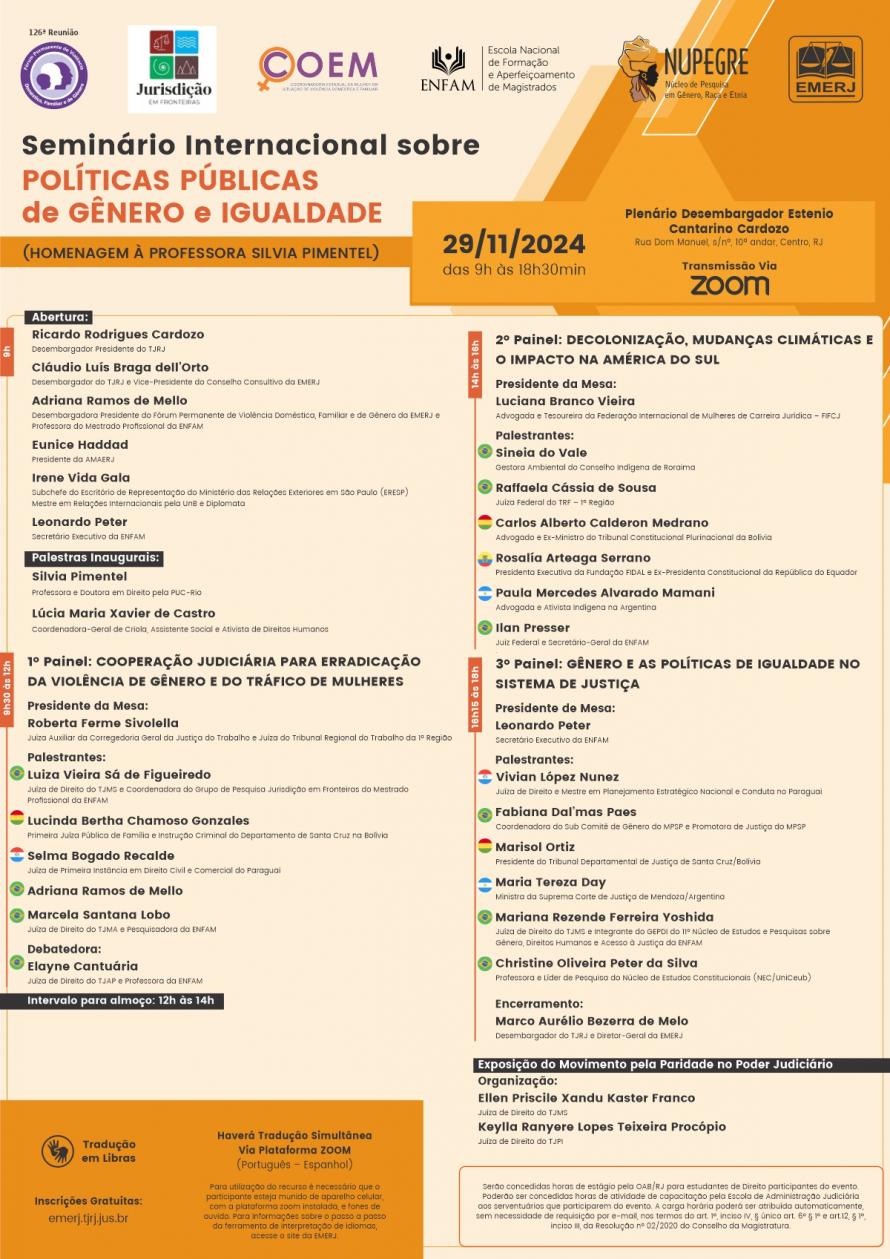 Cartaz do evento: Seminário Internacional sobre Políticas Públicas de Gênero e Igualdade