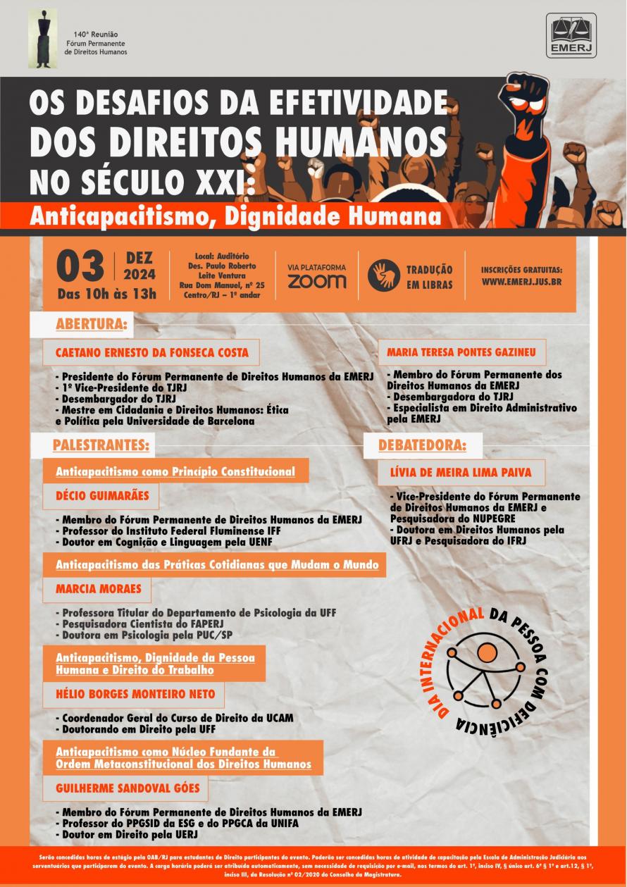 Cartaz do evento: “Os Desafios da Efetividade dos Direitos Humanos no Século XXI: Anticapacitismo, Dignidade Humana”