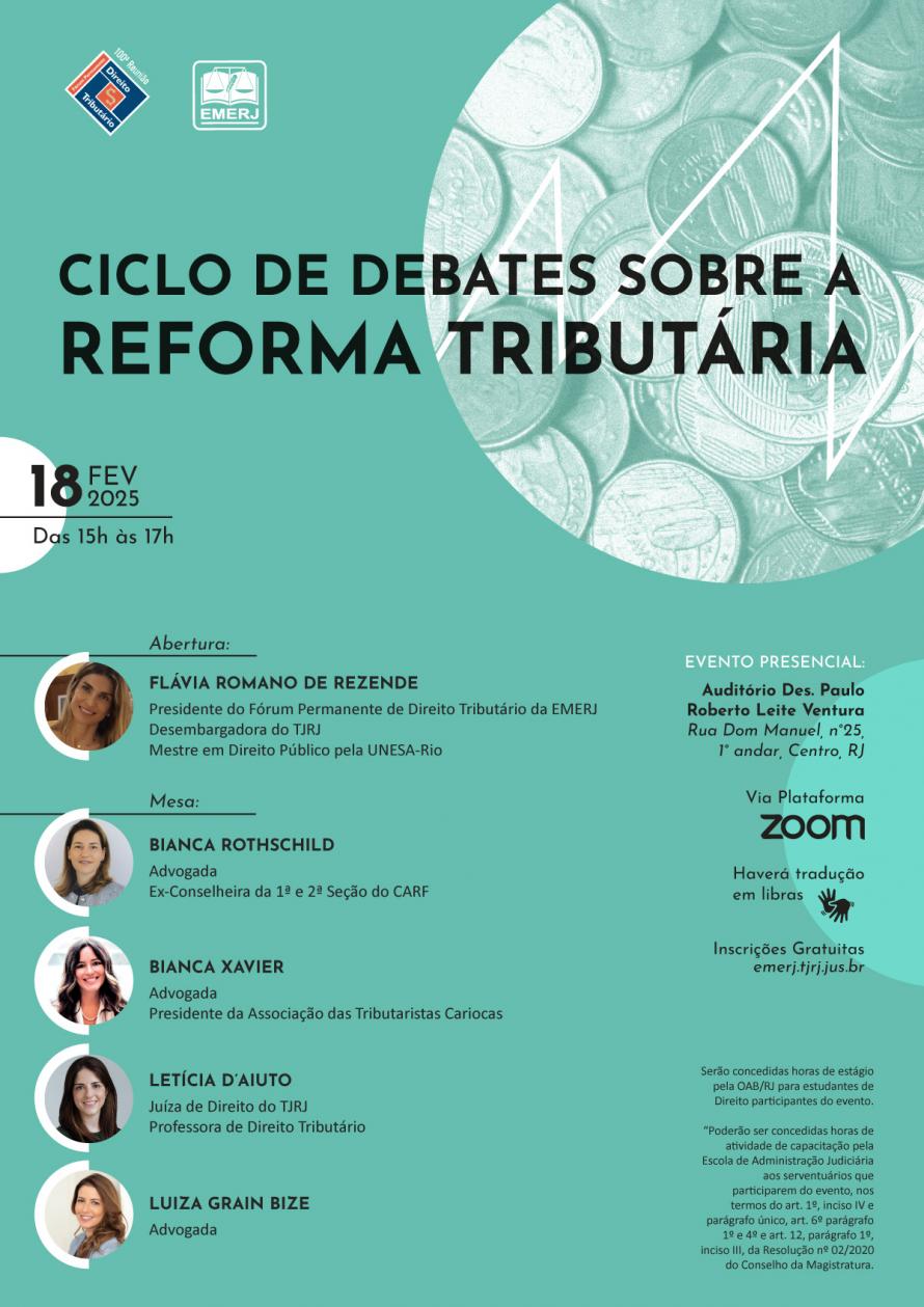 Cartaz do evento: CICLO DE DEBATES SOBRE A REFORMA TRIBUTÁRIA