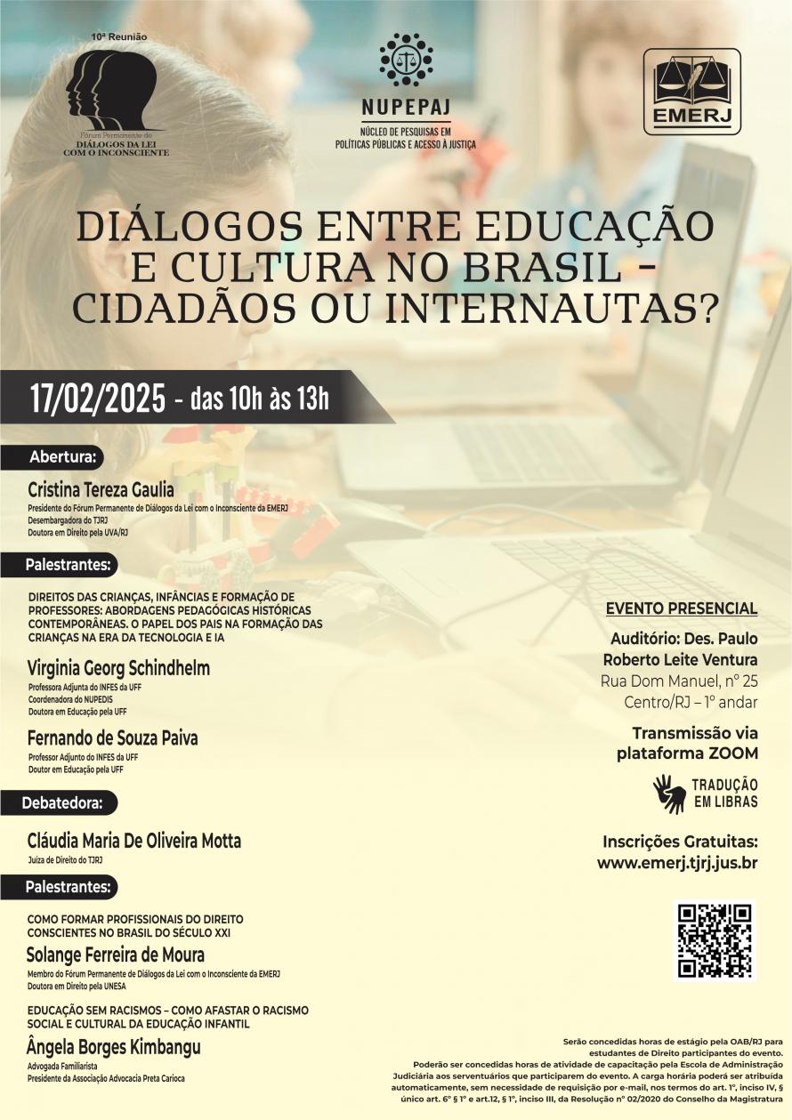 Cartaz do evento: “DIÁLOGOS ENTRE EDUCAÇÃO E CULTURA NO BRASIL – CIDADÃOS OU INTERNAUTAS?“