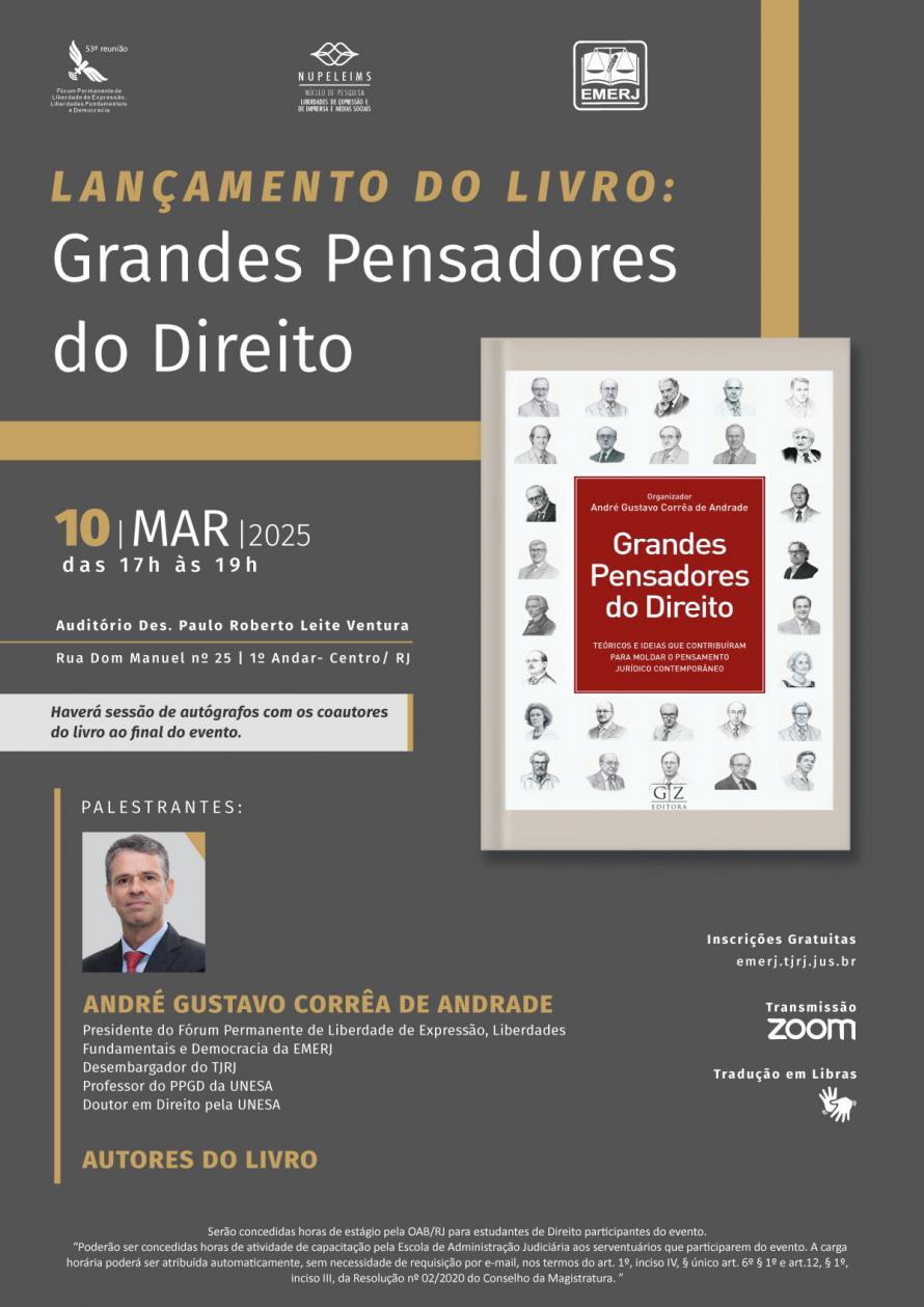 Cartaz do evento: GRANDES PENSADORES DO DIREITO