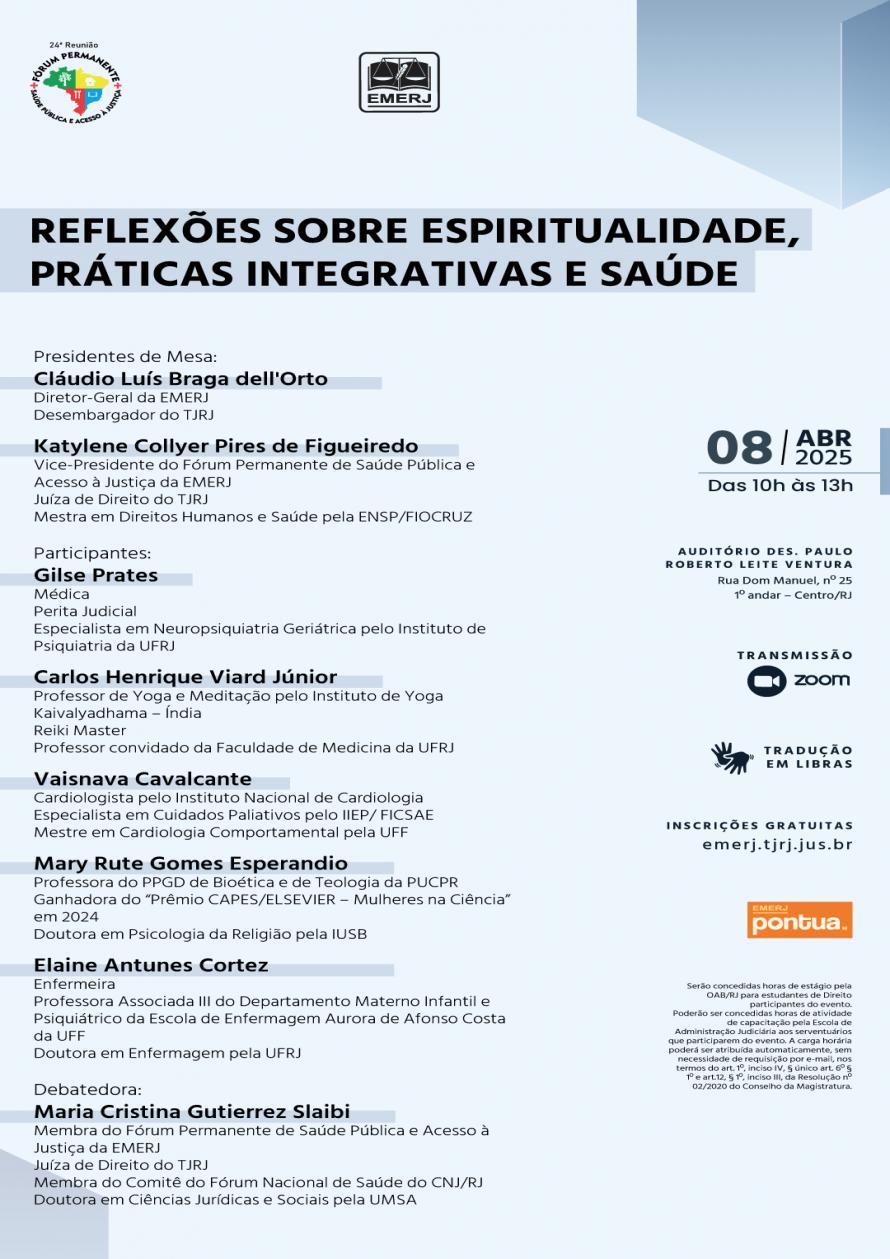 Cartaz do evento: REFLEXÕES SOBRE ESPIRITUALIDADE, PRÁTICAS INTEGRATIVAS E SAÚDE