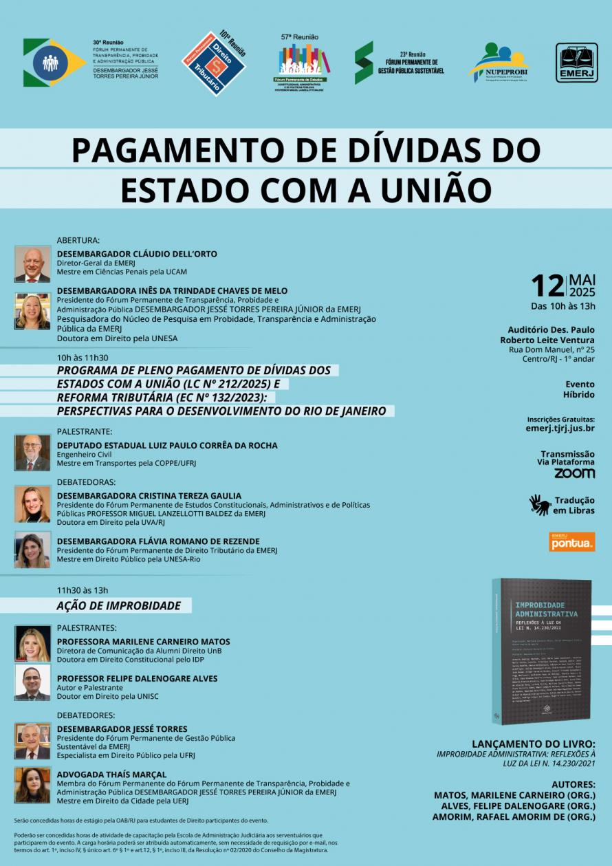 Cartaz do evento: PAGAMENTO DE DÍVIDAS DO ESTADO COM A UNIÃO