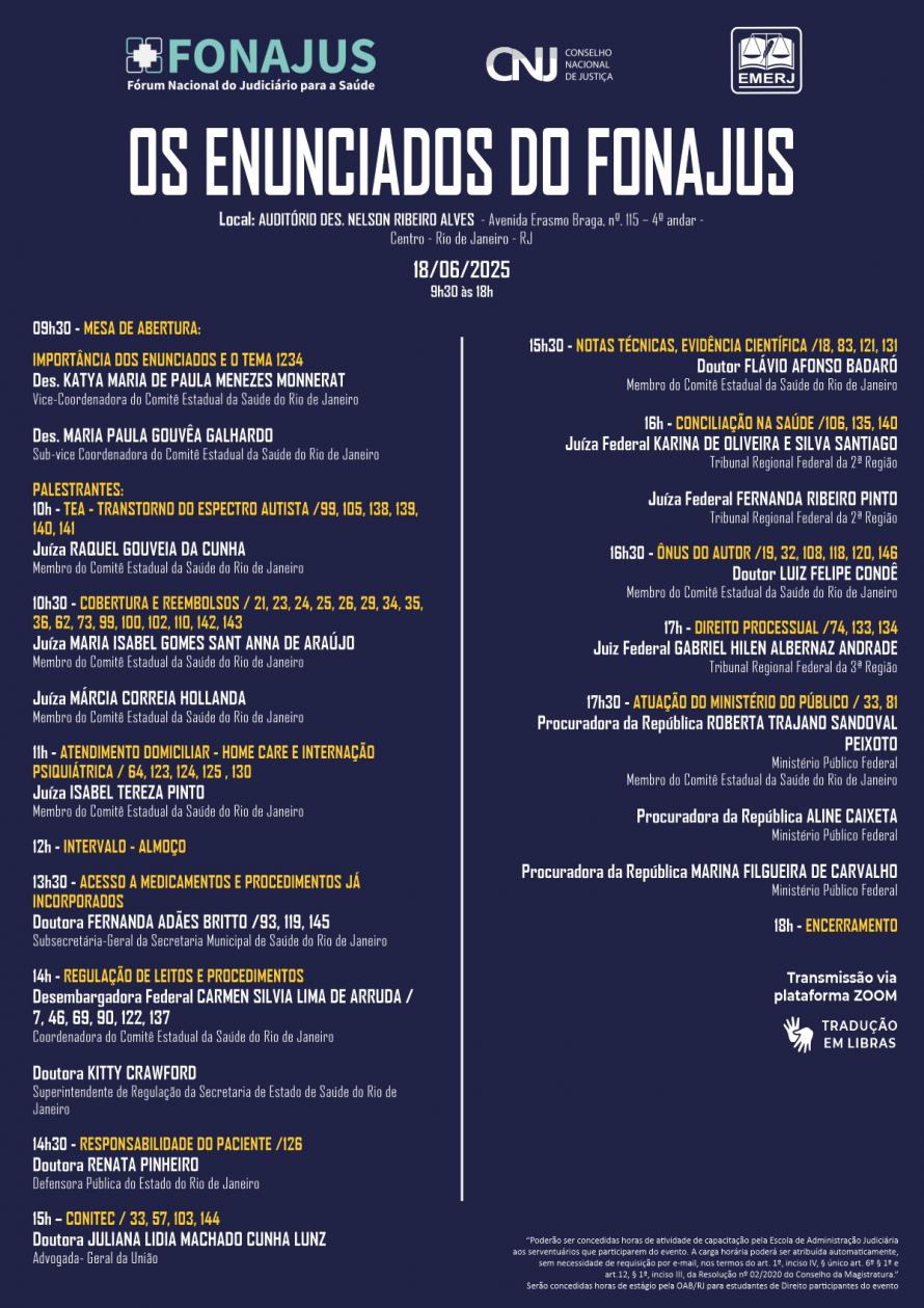 Cartaz do evento: OS ENUNCIADOS DO FONAJUS