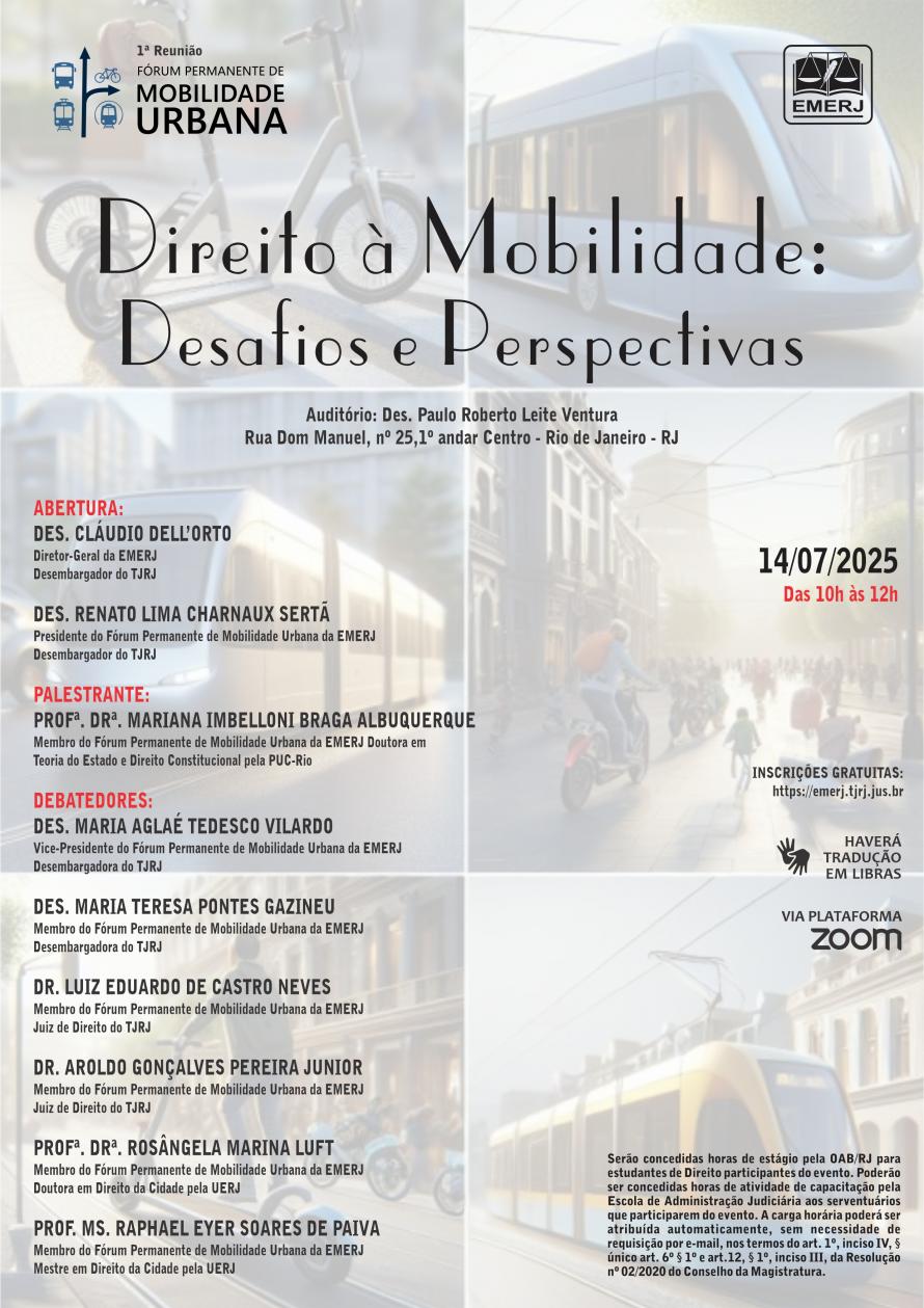Cartaz do evento: Direito à Mobilidade: Desafios e Perspectivas