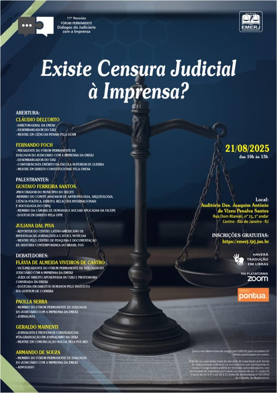 Cartaz do evento: “Existe Censura Judicial à Imprensa?”