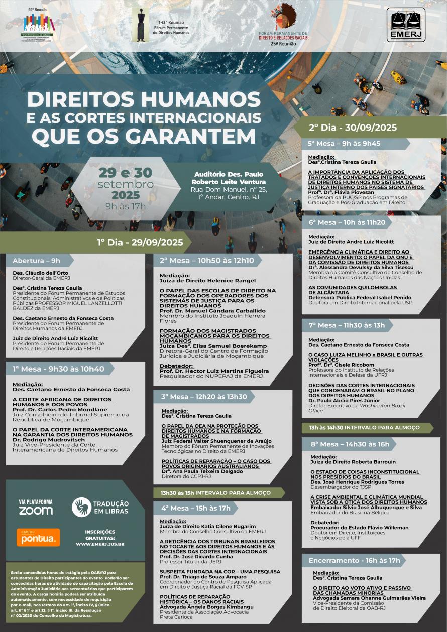Cartaz do evento: DIREITOS HUMANOS E AS CORTES INTERNACIONAIS QUE OS GARANTEM