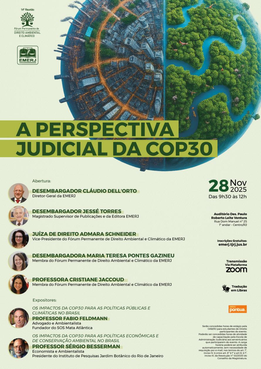 Cartaz do evento: A PERSPECTIVA JUDICIAL DA COP30