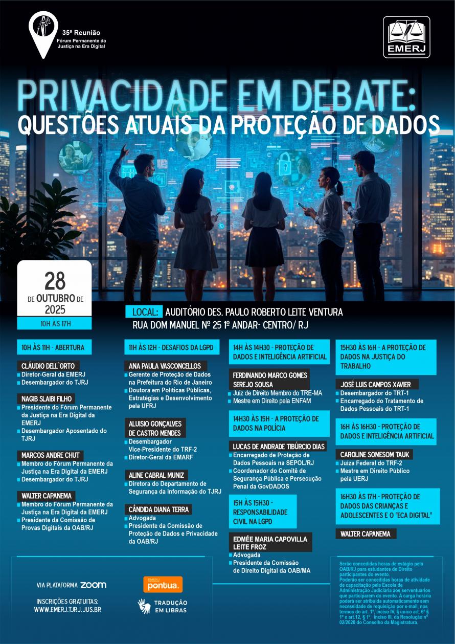 Cartaz do evento: Privacidade em Debate: Questões Atuais da Proteção de Dados